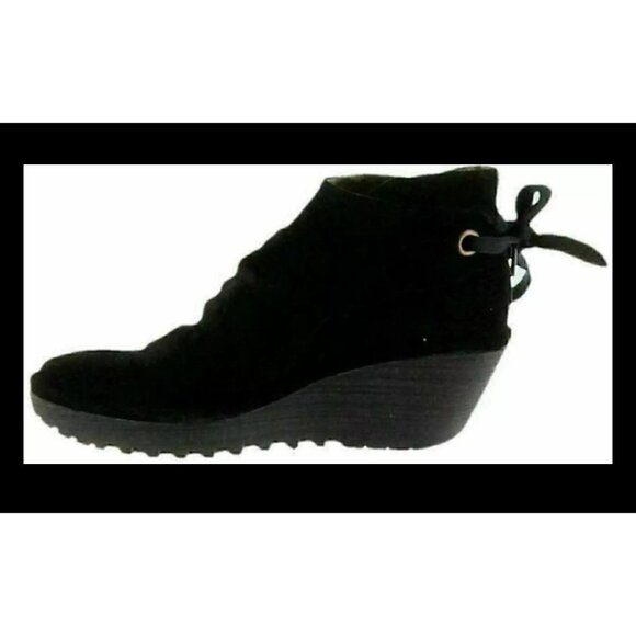 Fly London Womens Suede Black Wedges Size 35 5 - Picture 3 of 7